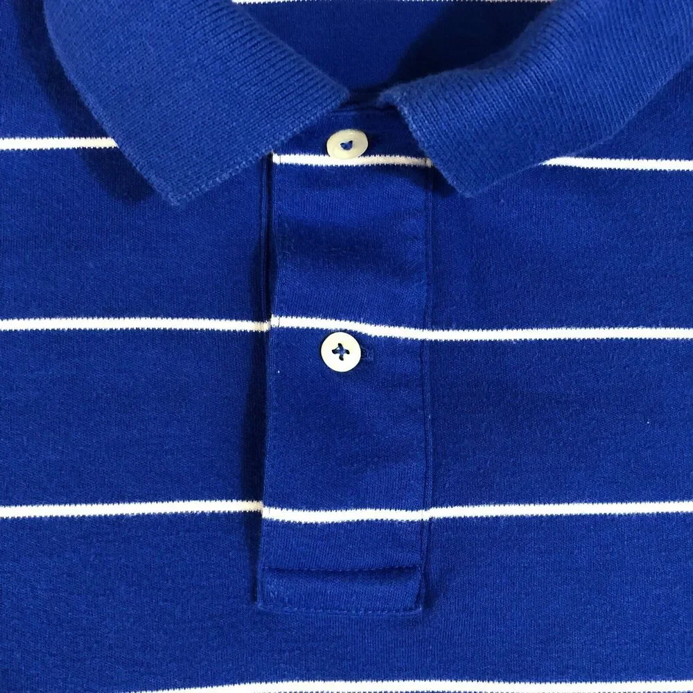 Polo Ralph Lauren Shirt Men Extra Large Blue Golf Slit Embroidered Pony Striped‎